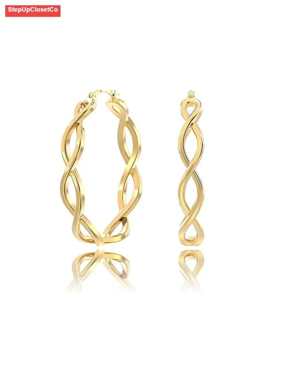 18K Gold Plated Twisted Hoop Earrings Lightweight Statement Jewelry Gift for